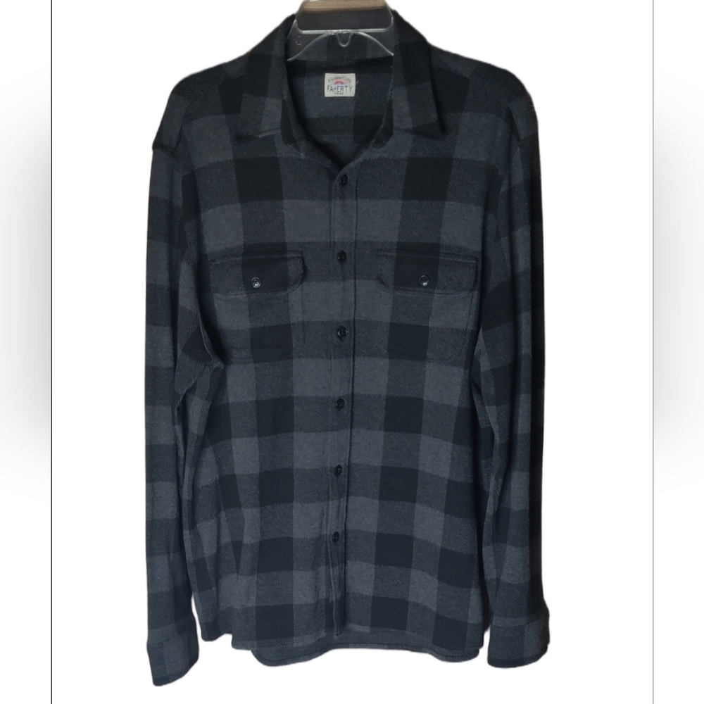 Faherty Men's Black Buffalo Plaid Legends Sweater Shirt Size XL - Picture 4 of 7